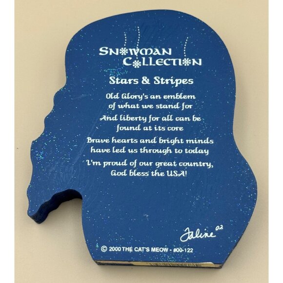 Stars & Stripes Snowman Wooden Decorative Piece By The Cats Meow - Picture 5 of 8